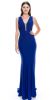 V-neck Sequins Accent Fitted Long Formal Evening Dress in Royal Blue